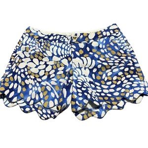 Lilly Pulitzer White Blue and Gold The Buttercup Shorts Size 00